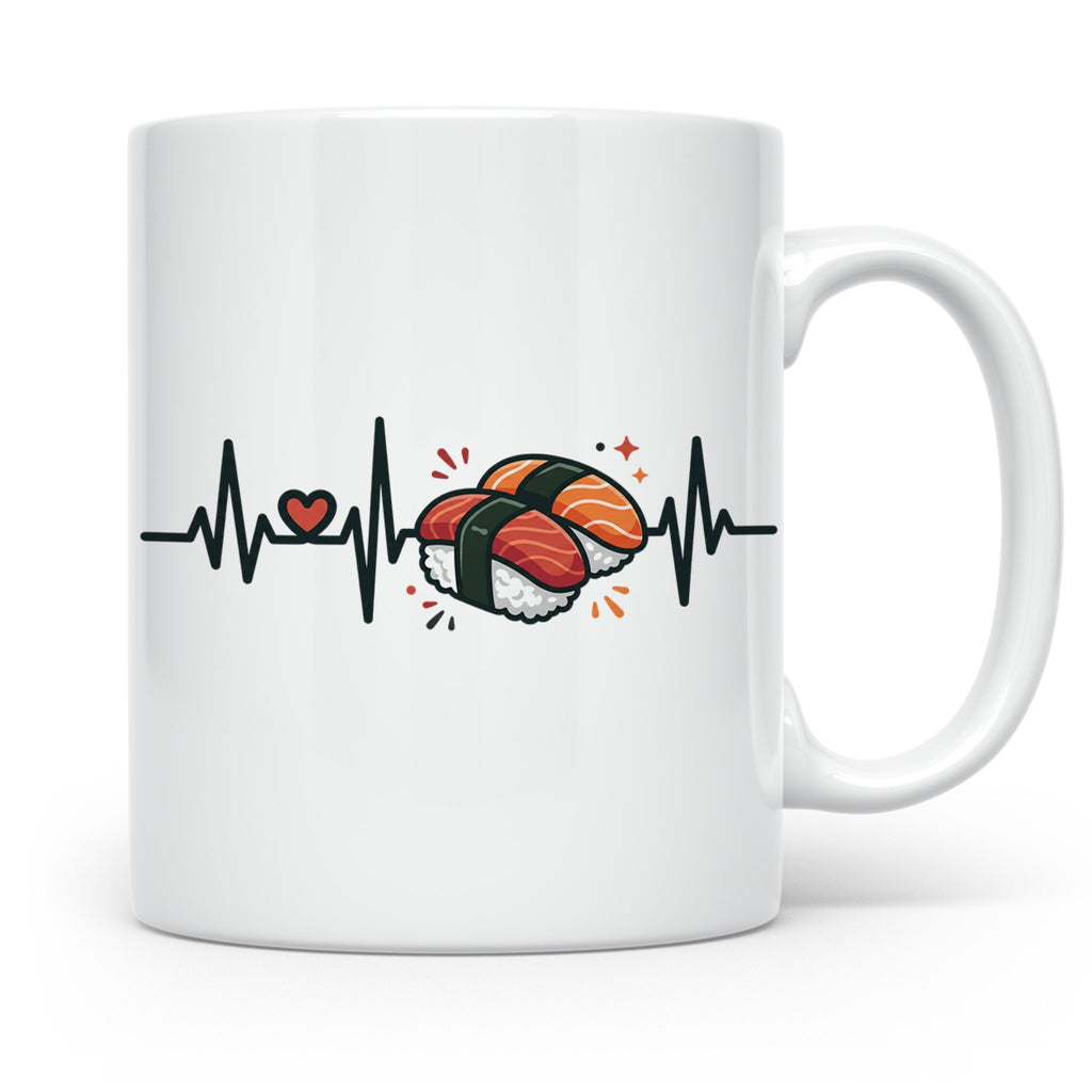 Sushi Tasse Herzschlag EKG - Kaffeetasse für Sushi Liebhaber – Weiß [farbe:weiß]