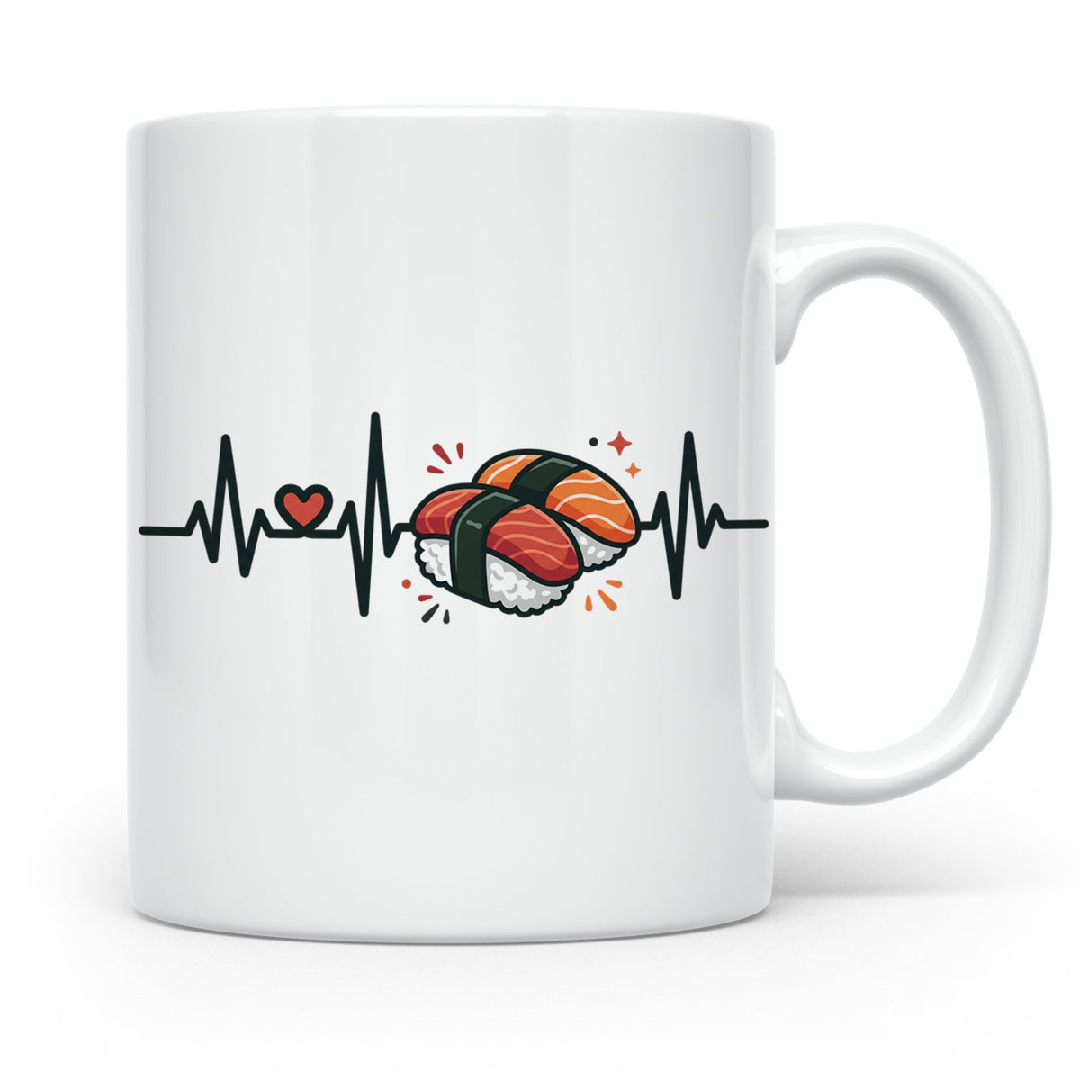 Sushi Tasse Herzschlag EKG - Kaffeetasse für Sushi Liebhaber – Weiß [farbe:weiß]