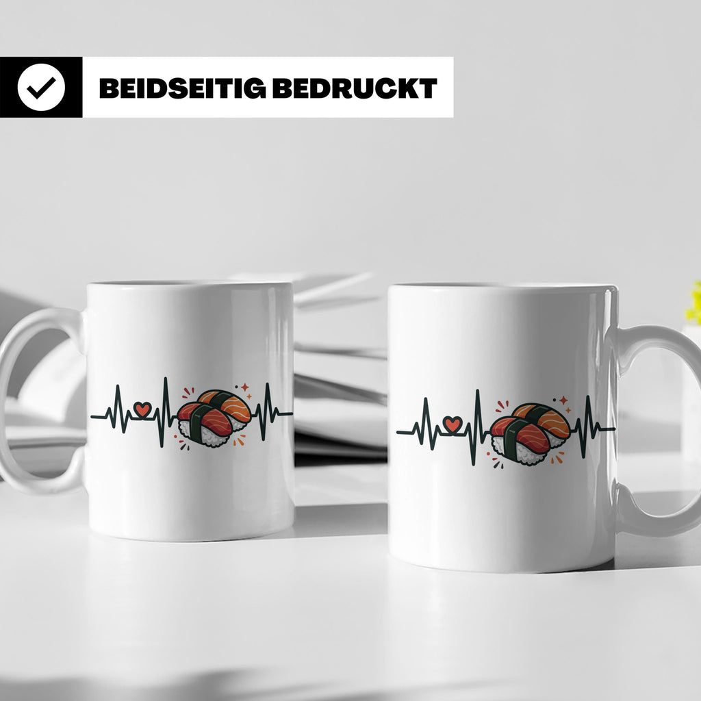 Sushi Tasse Herzschlag EKG - Kaffeetasse für Sushi Liebhaber – Weiß [farbe:weiß]