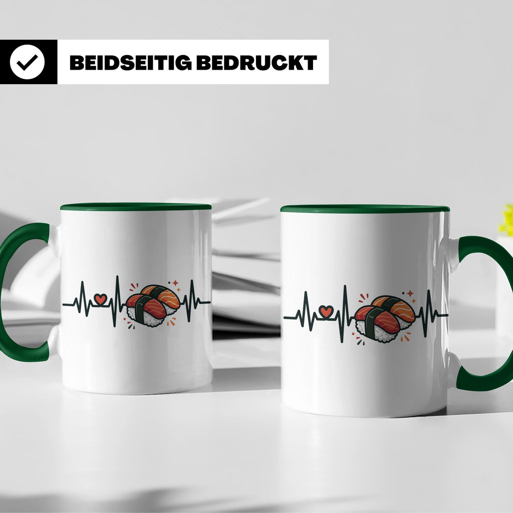 Sushi Tasse Herzschlag EKG - Kaffeetasse für Sushi Liebhaber – Grün [farbe:grün]