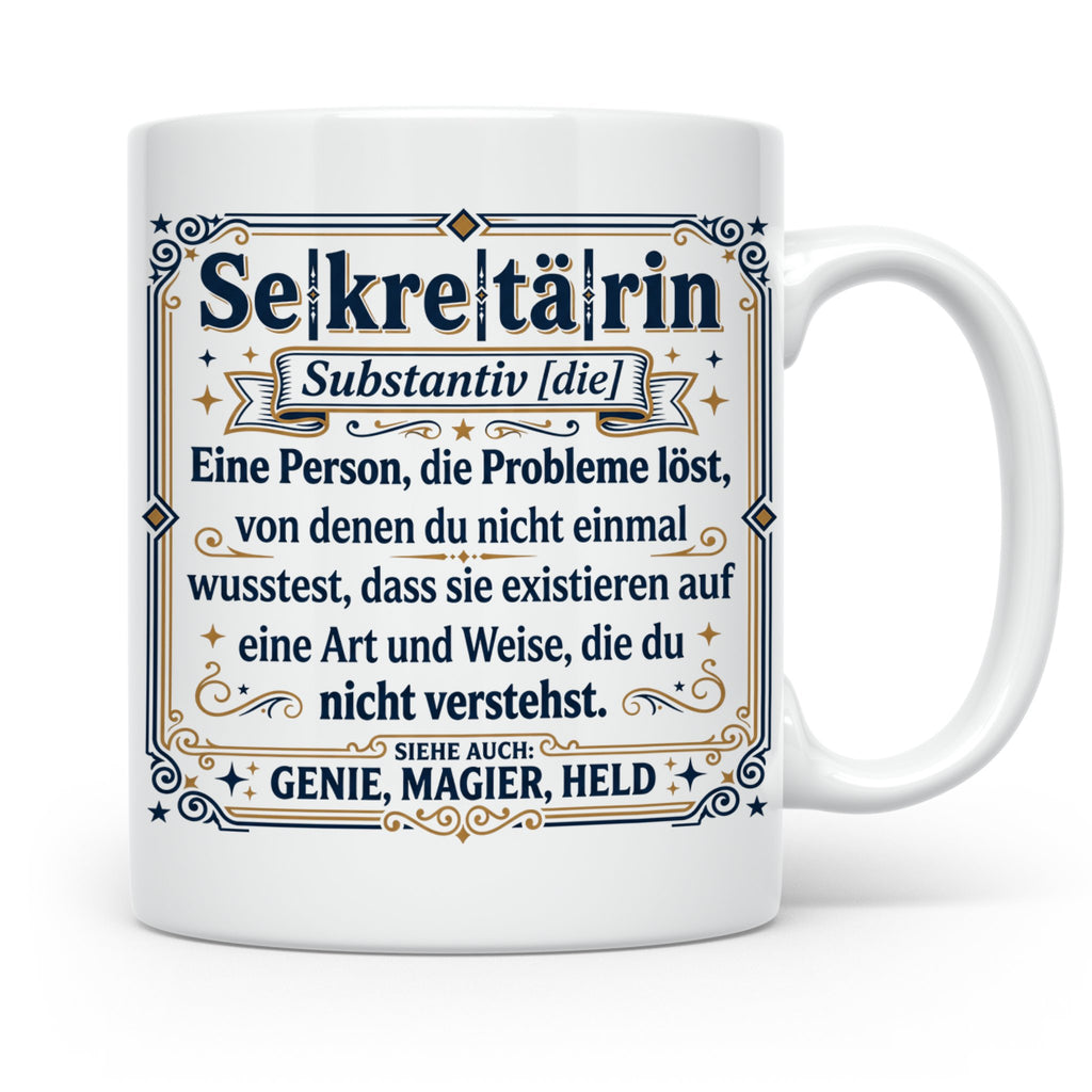 Sekretärin Tasse mit lustiger Worterklärung - Geschenkidee f – Weiß [farbe:weiß]