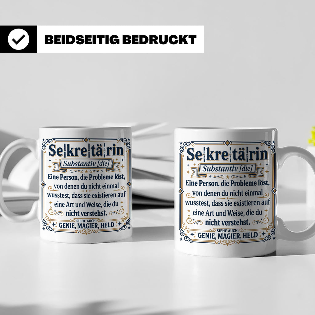 Sekretärin Tasse mit lustiger Worterklärung - Geschenkidee f – Weiß [farbe:weiß]