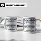 Sekretärin Tasse mit lustiger Worterklärung - Geschenkidee f – Weiß [farbe:weiß]