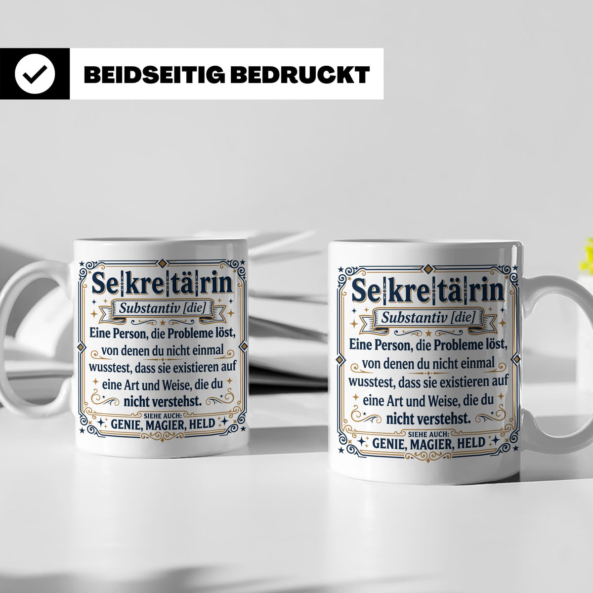 Sekretärin Tasse mit lustiger Worterklärung - Geschenkidee f – Weiß [farbe:weiß]