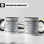 Sekretärin Tasse mit lustiger Worterklärung - Geschenkidee f – Schwarz [farbe:schwarz]