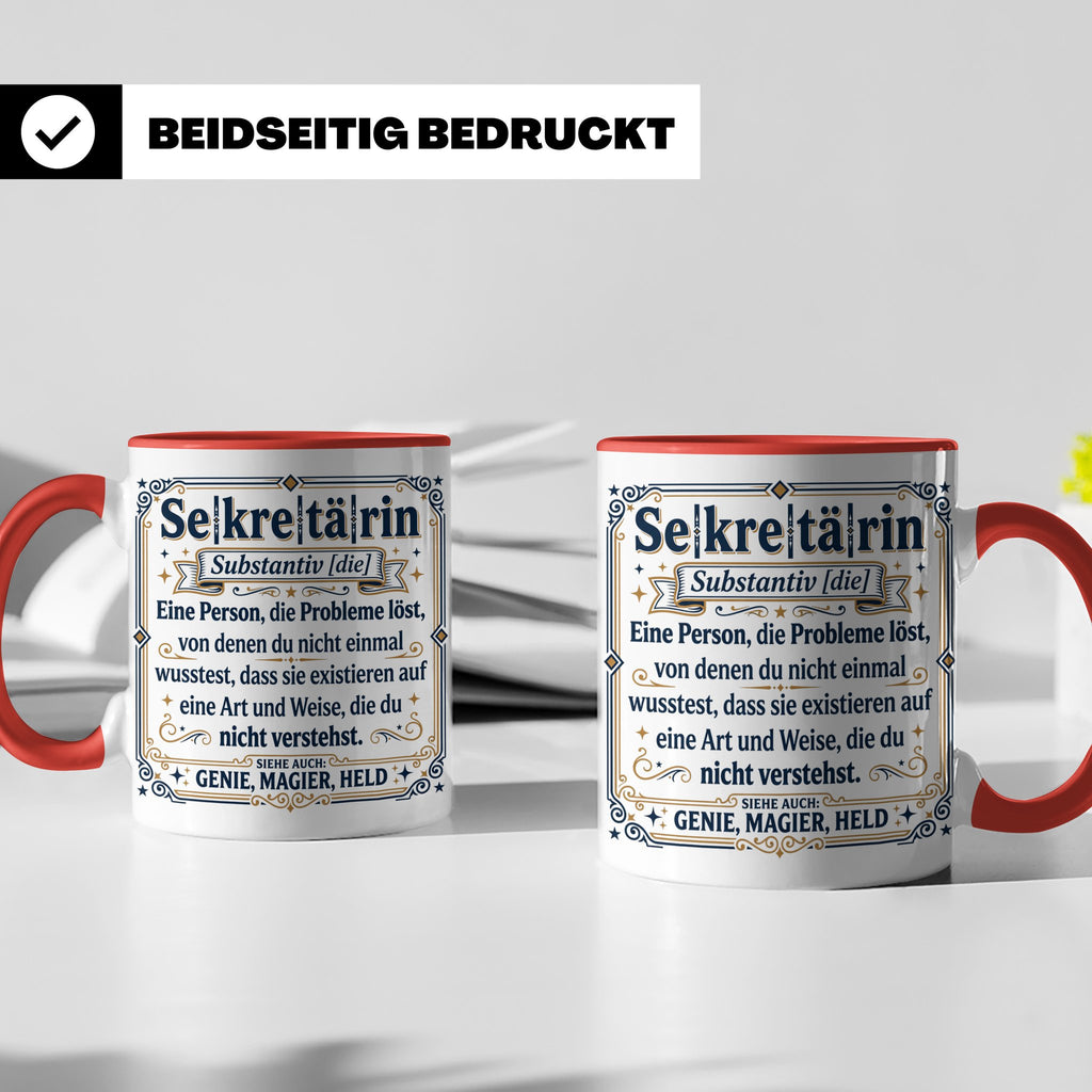 Sekretärin Tasse mit lustiger Worterklärung - Geschenkidee f – Rot [farbe:rot]