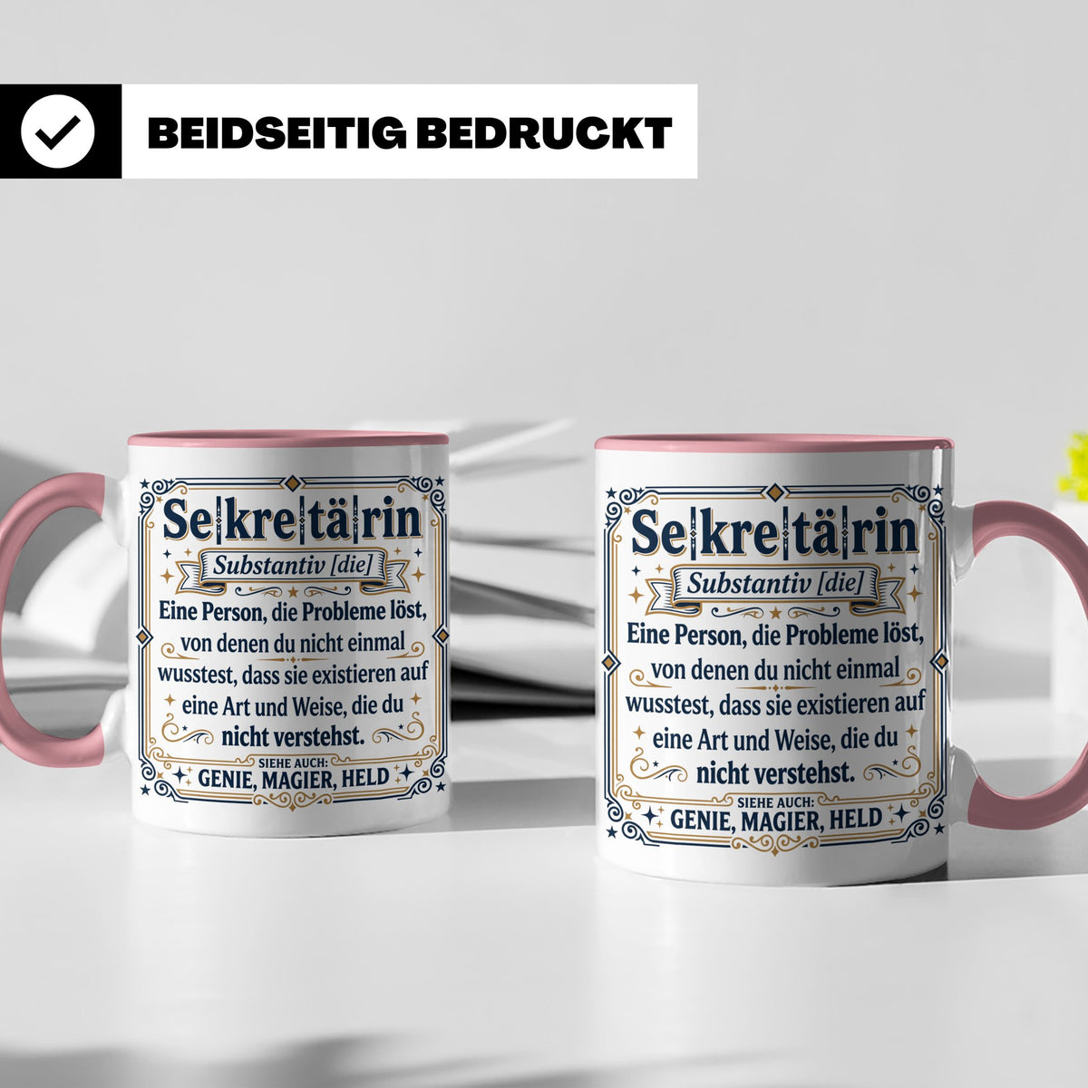 Sekretärin Tasse mit lustiger Worterklärung - Geschenkidee f – Rosa [farbe:rosa]