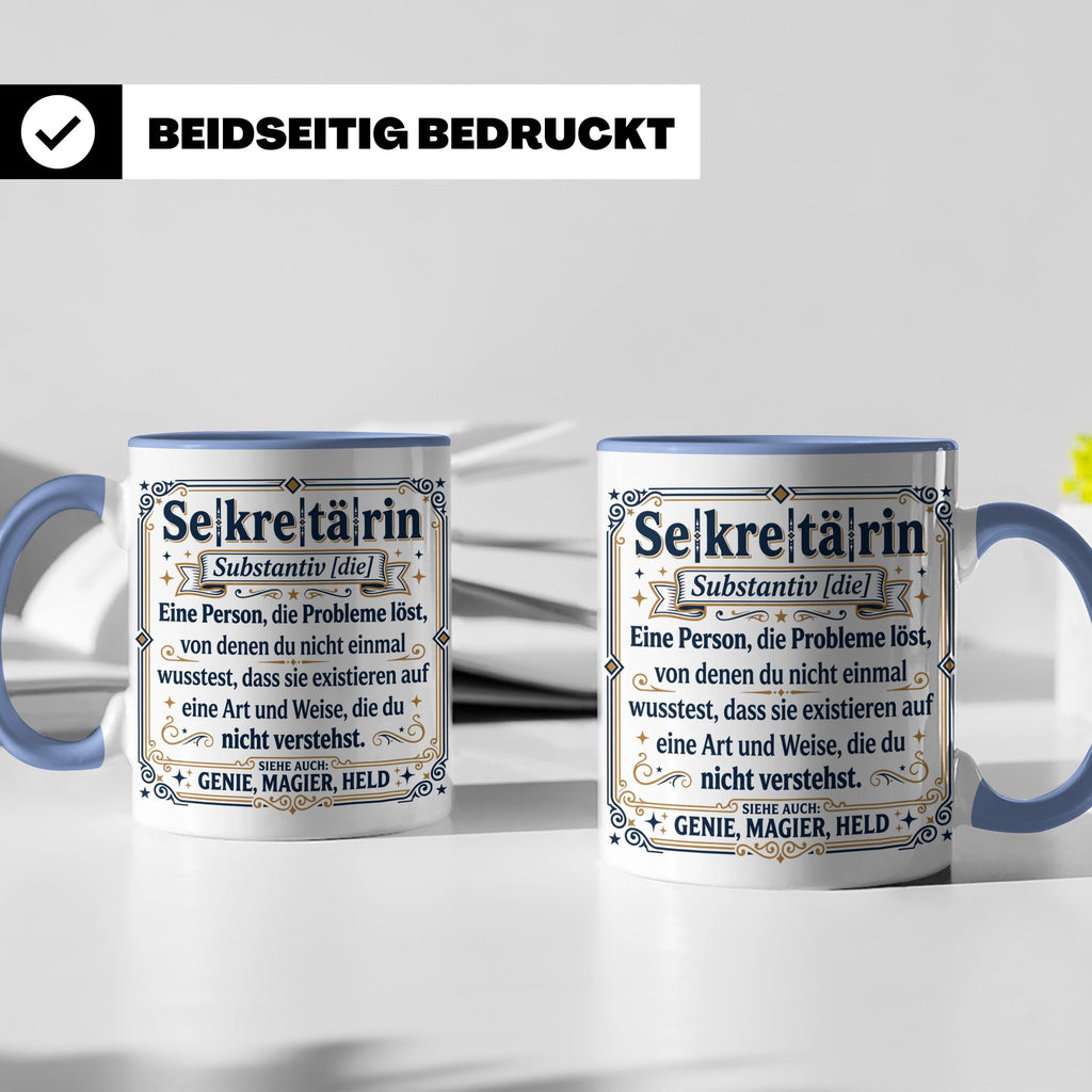 Sekretärin Tasse mit lustiger Worterklärung - Geschenkidee f – Blau [farbe:blau]