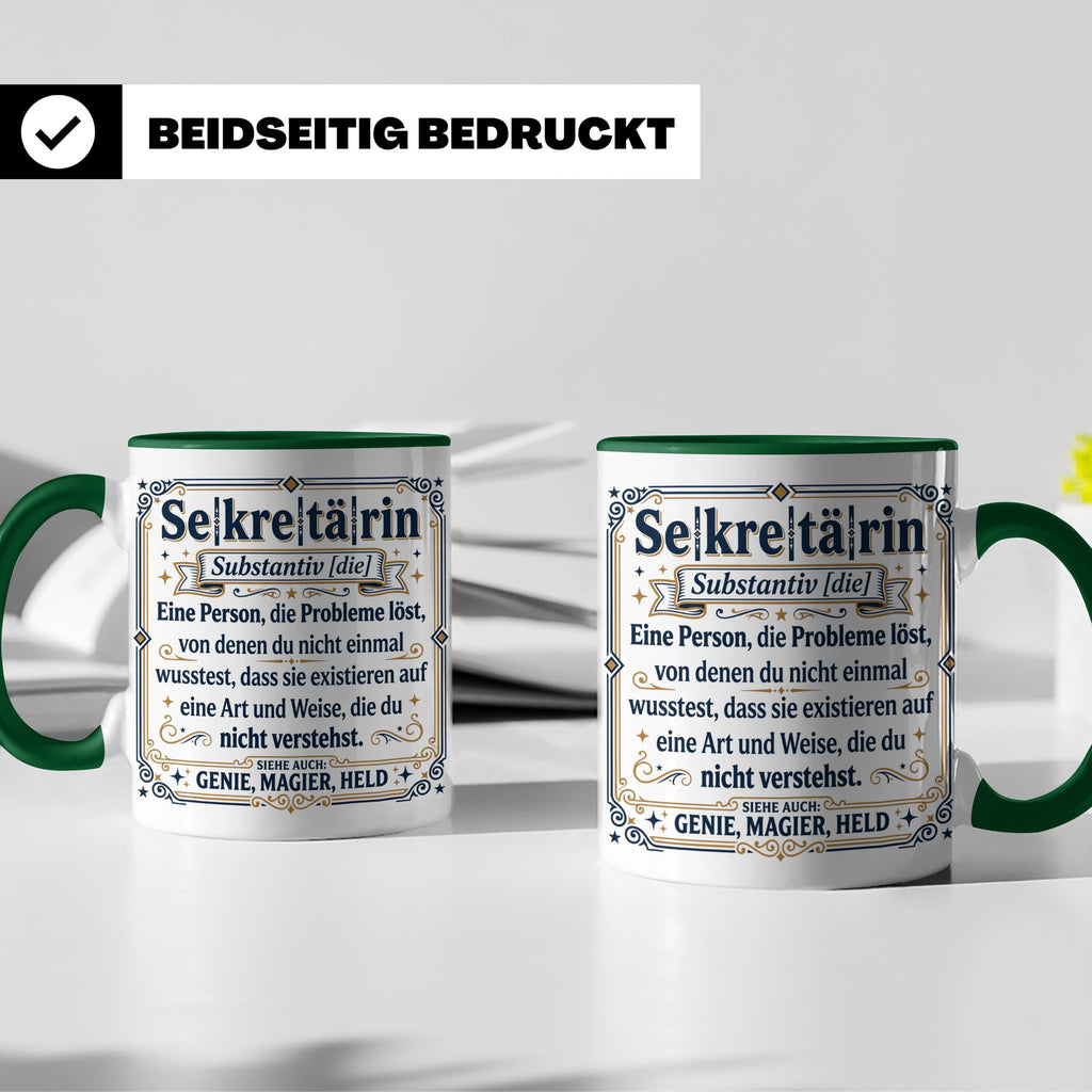 Sekretärin Tasse mit lustiger Worterklärung - Geschenkidee f – Grün [farbe:grün]
