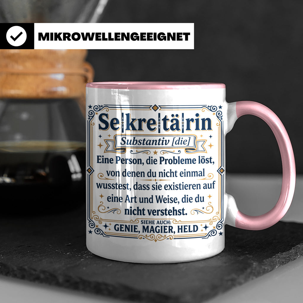 Sekretärin Tasse mit lustiger Worterklärung - Geschenkidee f – Rosa [farbe:rosa]