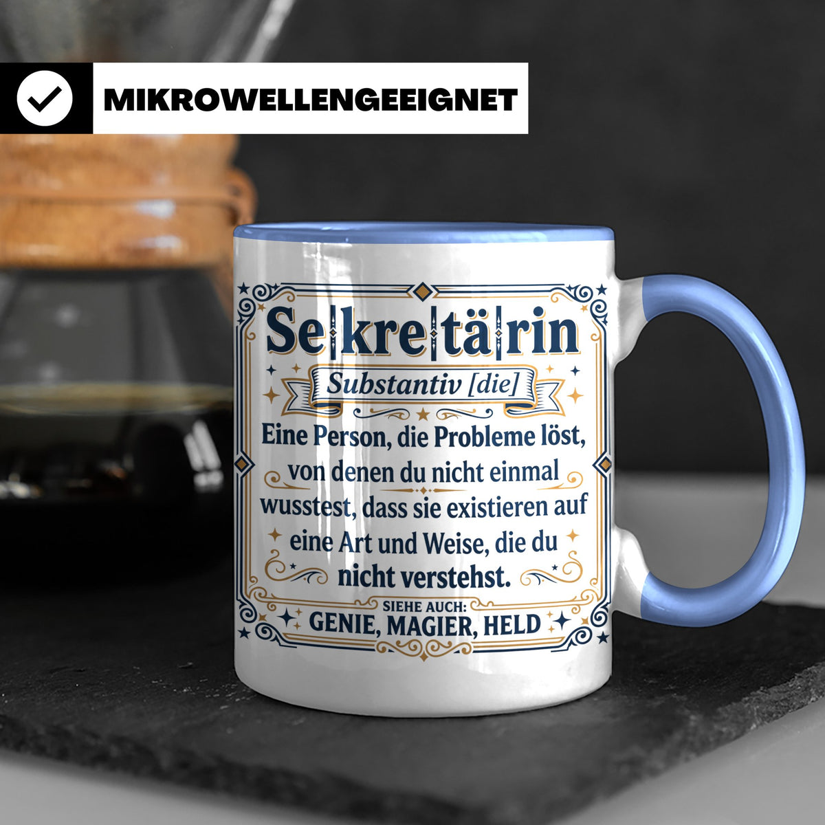Sekretärin Tasse mit lustiger Worterklärung - Geschenkidee f – Blau [farbe:blau]
