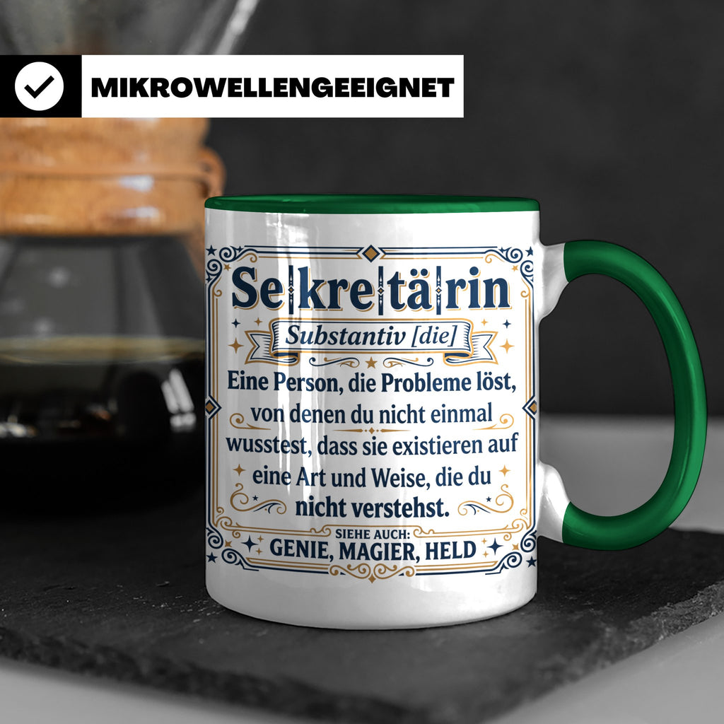 Sekretärin Tasse mit lustiger Worterklärung - Geschenkidee f – Grün [farbe:grün]
