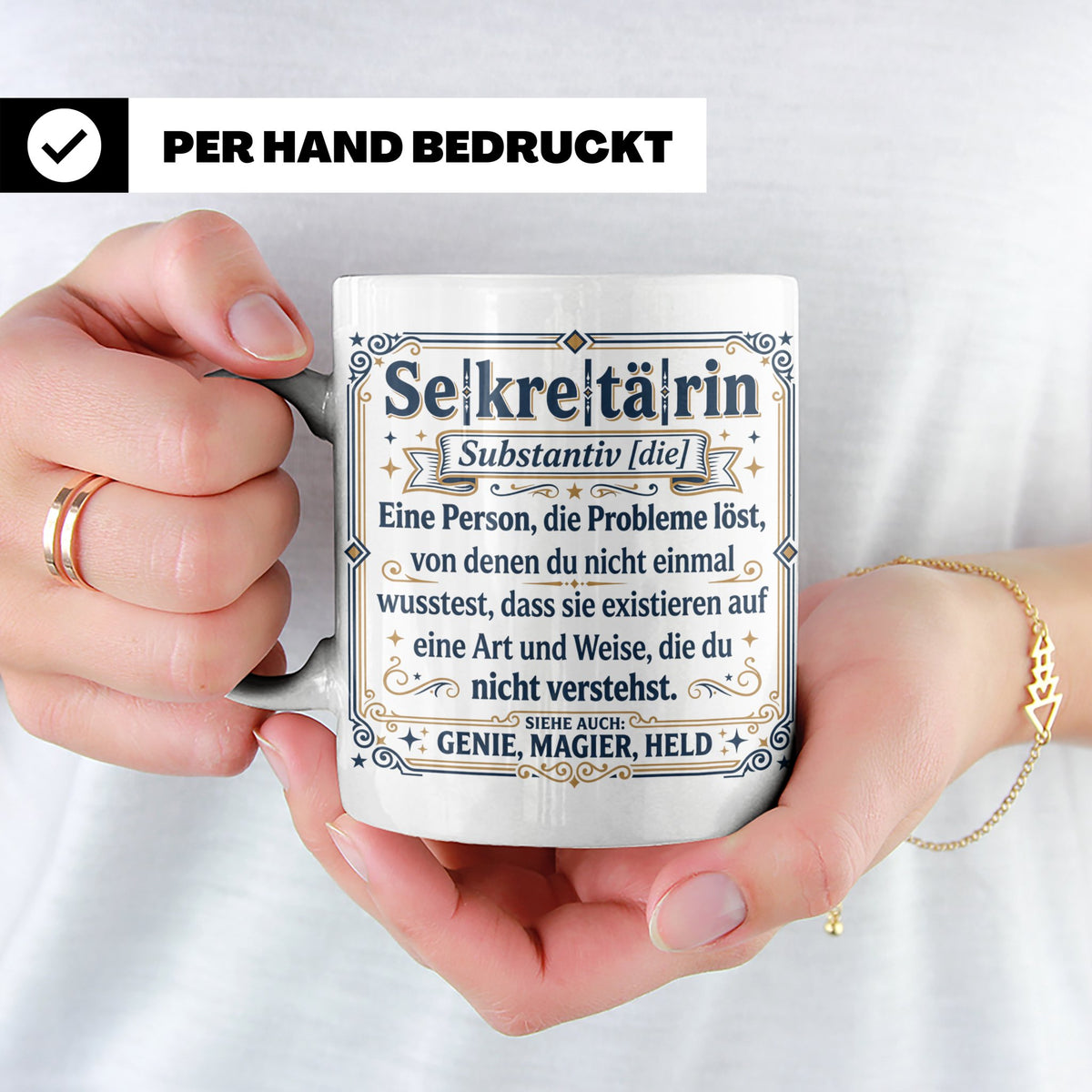 Sekretärin Tasse mit lustiger Worterklärung - Geschenkidee f – Weiß [farbe:weiß]
