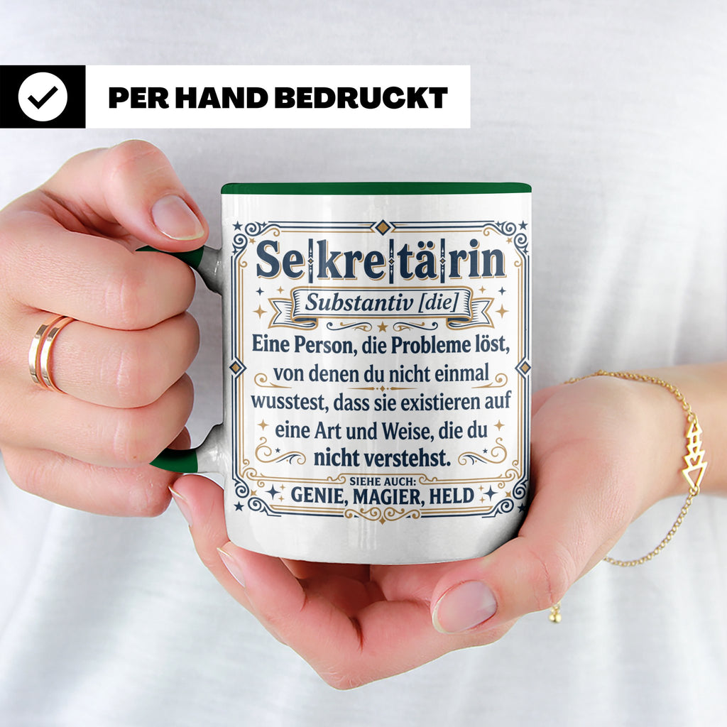 Sekretärin Tasse mit lustiger Worterklärung - Geschenkidee f – Grün [farbe:grün]