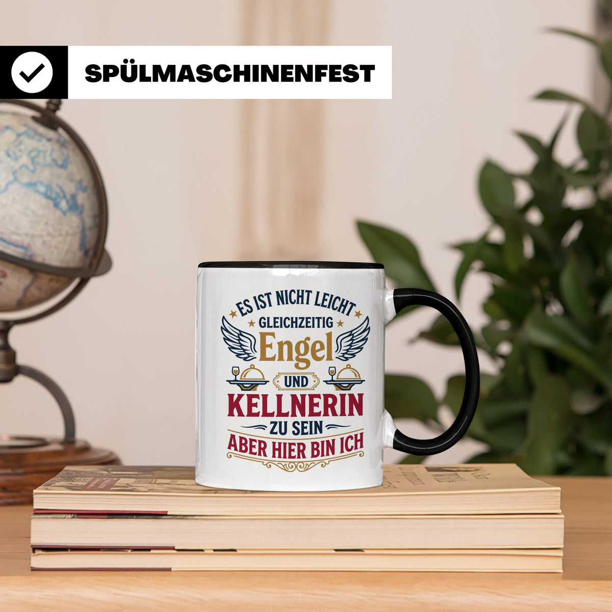Kellnerin Tasse mit lustigem Spruch - Geschenk für Servicekr – Schwarz [farbe:schwarz]