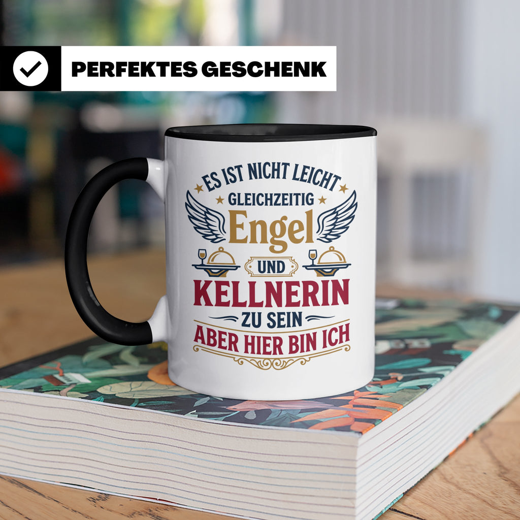Kellnerin Tasse mit lustigem Spruch - Geschenk für Servicekr – Schwarz [farbe:schwarz]