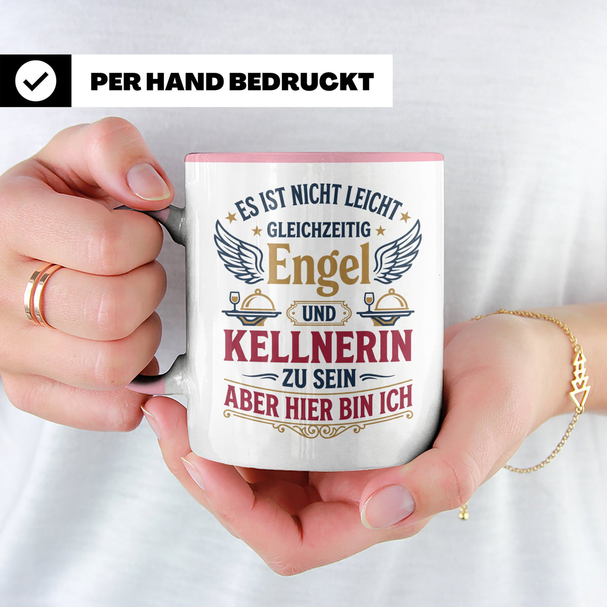 Kellnerin Tasse mit lustigem Spruch - Geschenk für Servicekr – Rosa [farbe:rosa]