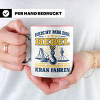 Kranführer Tasse mit lustigem Spruch Reicht mir die Hebel -  – Rosa [farbe:rosa]
