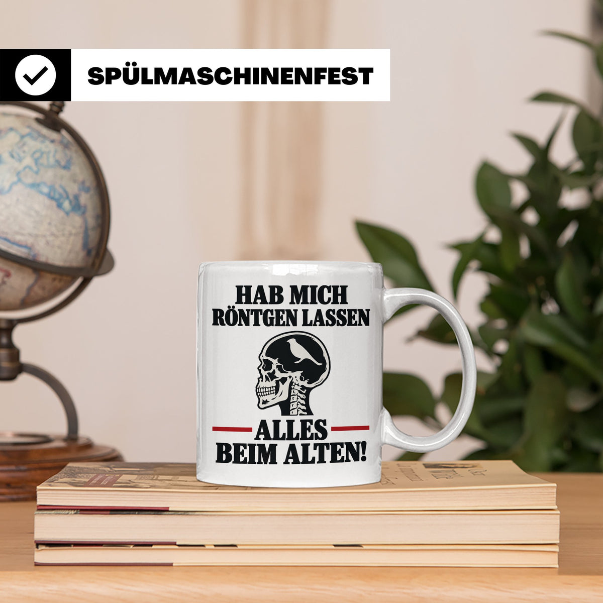 Röntgenbild Vogel Tasse mit Spruch Hab mich röntgen lassen a – Weiß [farbe:weiß]