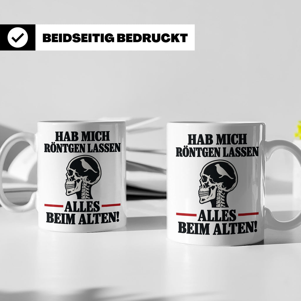 Röntgenbild Vogel Tasse mit Spruch Hab mich röntgen lassen a – Weiß [farbe:weiß]