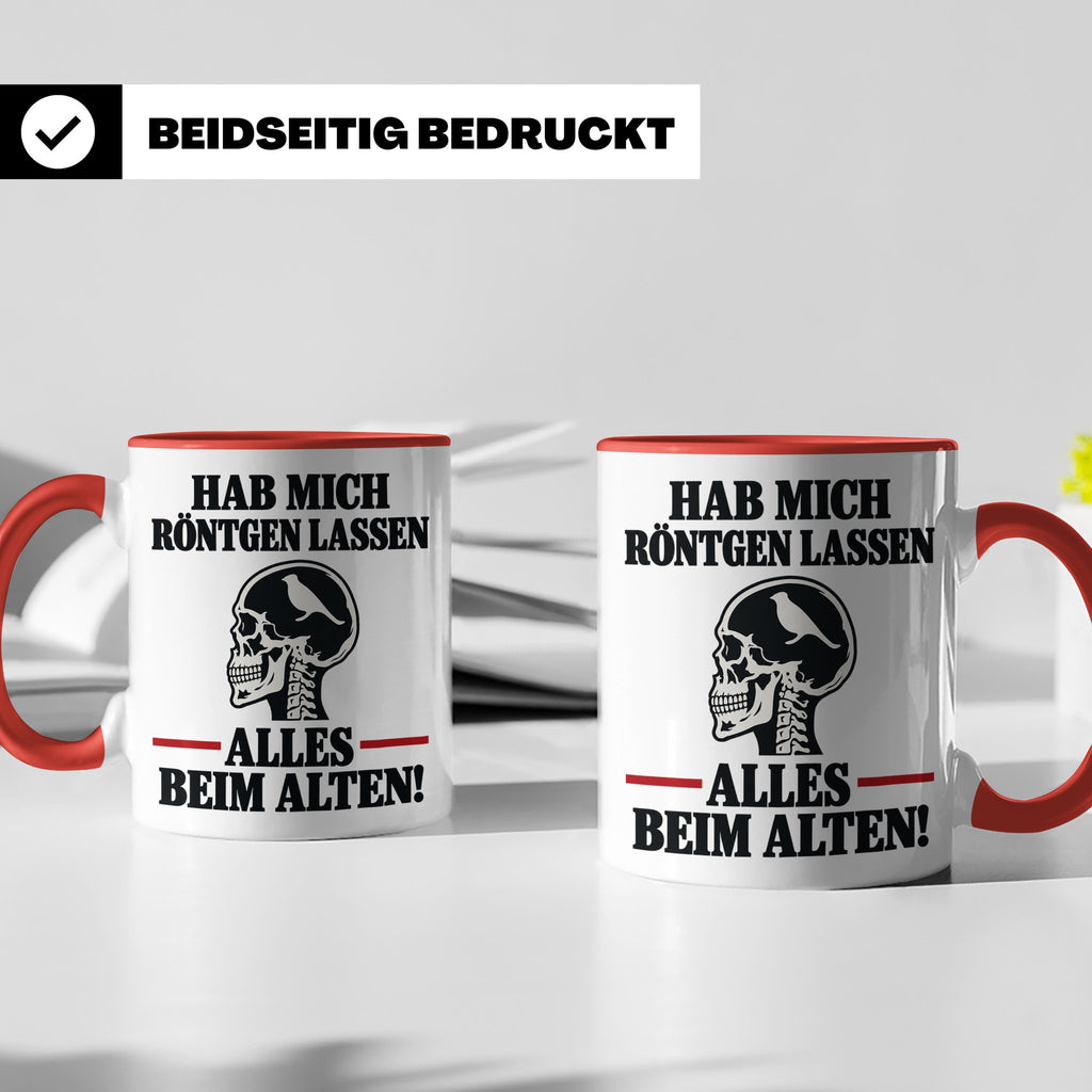 Röntgenbild Vogel Tasse mit Spruch Hab mich röntgen lassen a – Rot [farbe:rot]