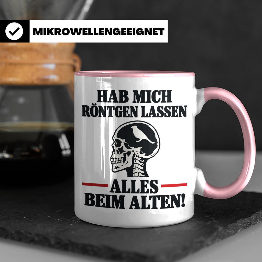 Röntgenbild Vogel Tasse mit Spruch Hab mich röntgen lassen a – Rosa [farbe:rosa]