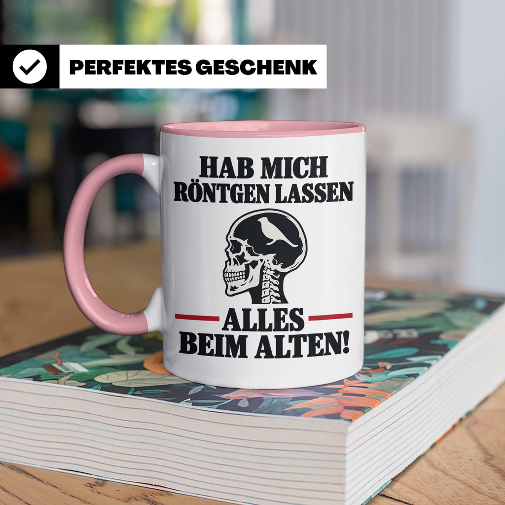 Röntgenbild Vogel Tasse mit Spruch Hab mich röntgen lassen a – Rosa [farbe:rosa]