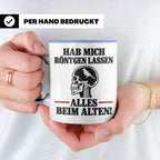 Röntgenbild Vogel Tasse mit Spruch Hab mich röntgen lassen a – Blau [farbe:blau]
