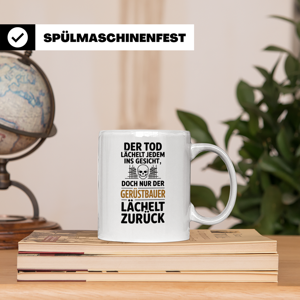 Gerüstbauer Tasse - Der Tod lächelt - Bauarbeiter & Gerüstba – Weiß [farbe:weiß]