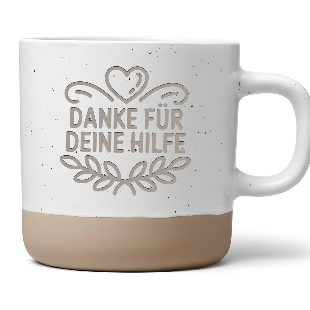 Tasse Danke für deine Hilfe - Dankeschön Kaffeetasse für Helfer & Freunde - Becher mit Herz & Lorbeerkranz - Geschenkidee Unterstützung