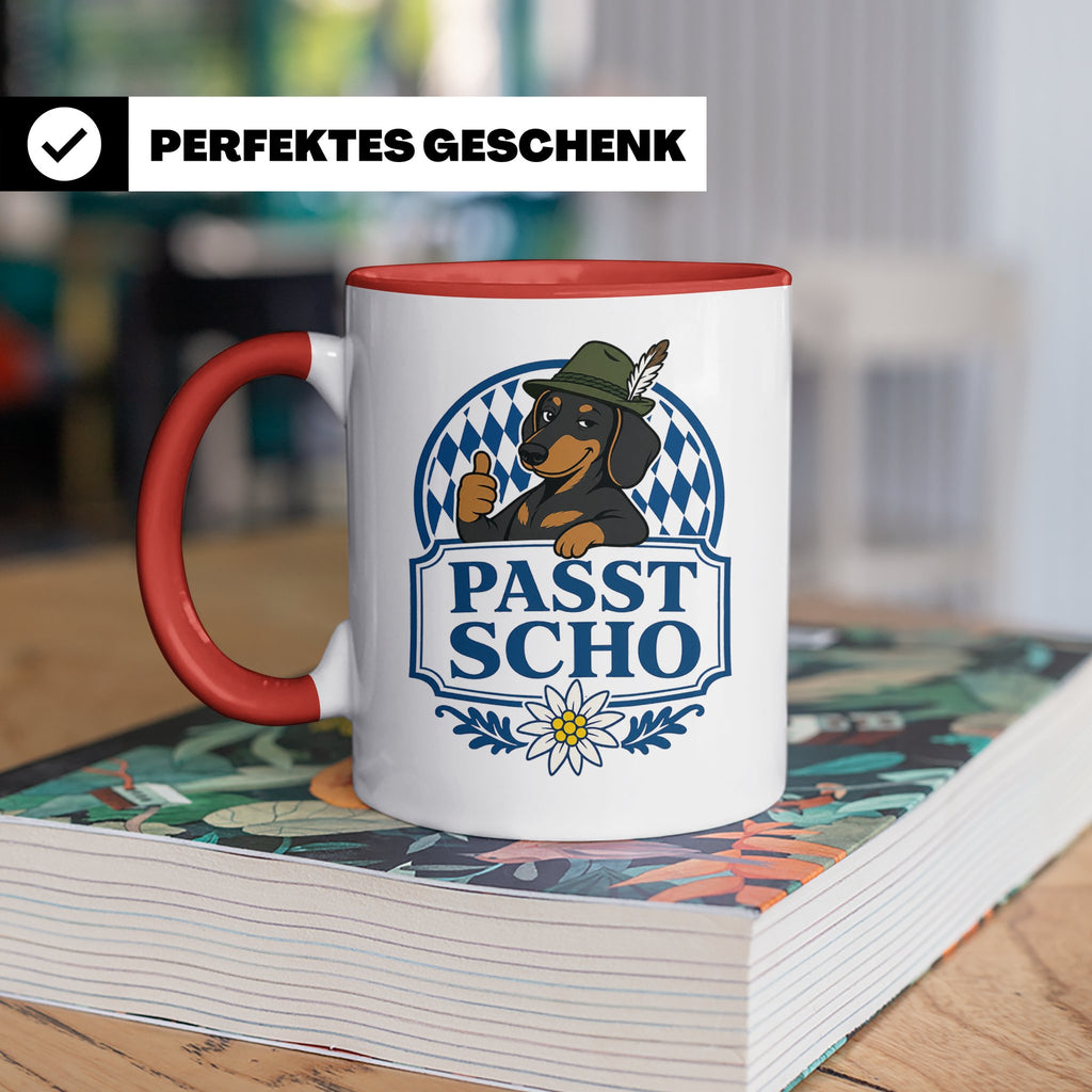 Passt scho Tasse - Bayrischer Spruch Geschenk für Bayern Boa – Rot [farbe:rot]