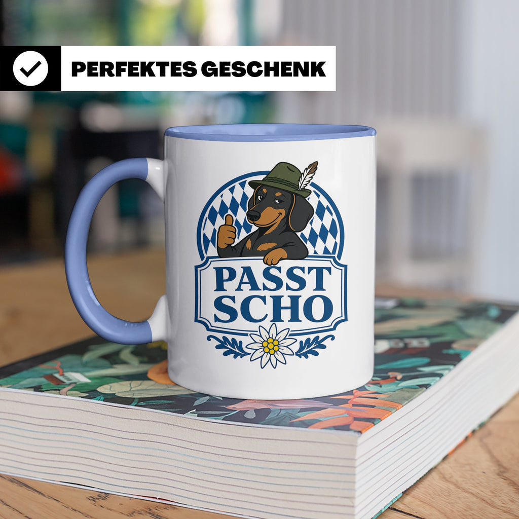 Passt scho Tasse - Bayrischer Spruch Geschenk für Bayern Boa – Blau [farbe:blau]