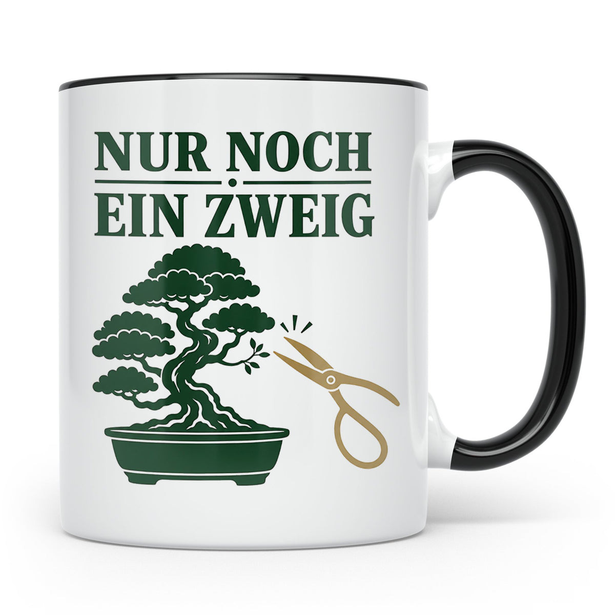 Bonsai Tasse mit Spruch Nur noch ein Zweig - Geschenk für Bo – Schwarz [farbe:schwarz]