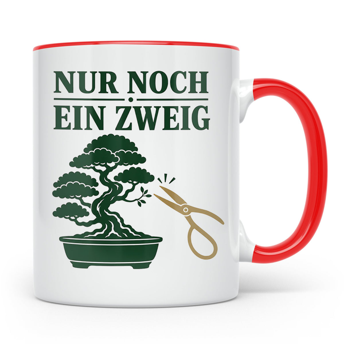Bonsai Tasse mit Spruch Nur noch ein Zweig - Geschenk für Bo – Rot [farbe:rot]