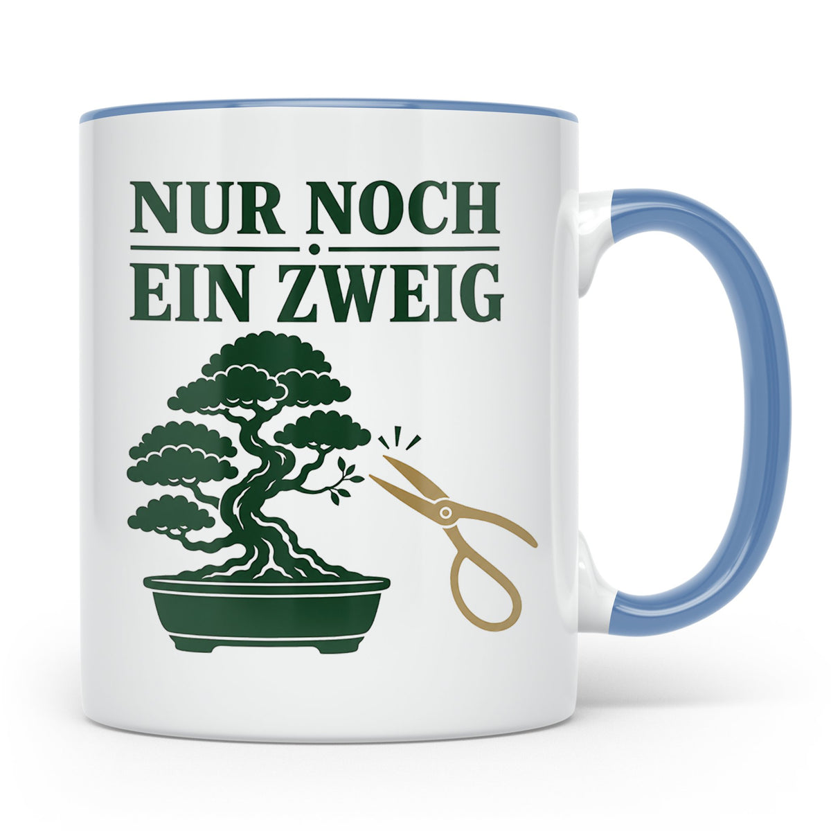 Bonsai Tasse mit Spruch Nur noch ein Zweig - Geschenk für Bo – Blau [farbe:blau]