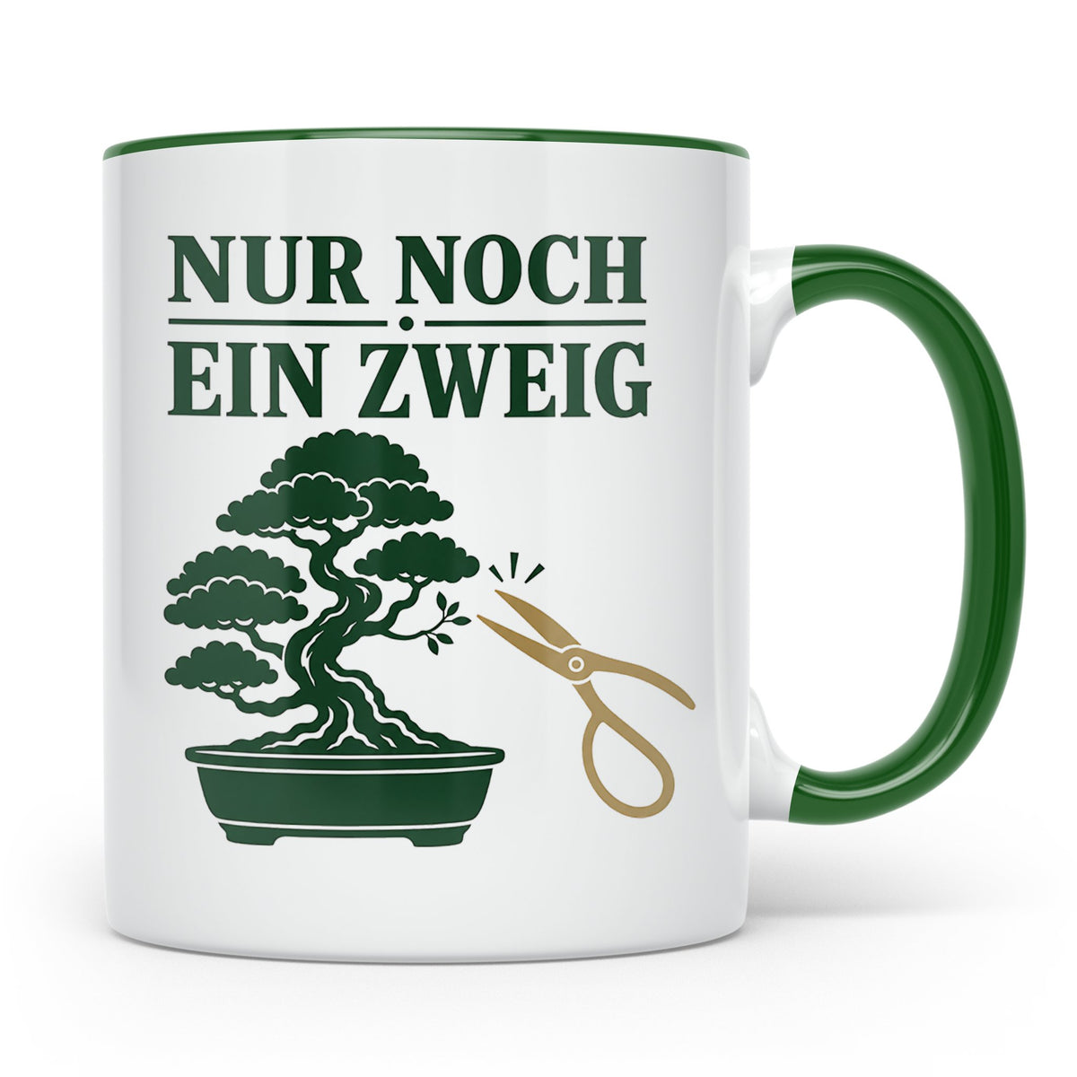 Bonsai Tasse mit Spruch Nur noch ein Zweig - Geschenk für Bo – Grün [farbe:grün]