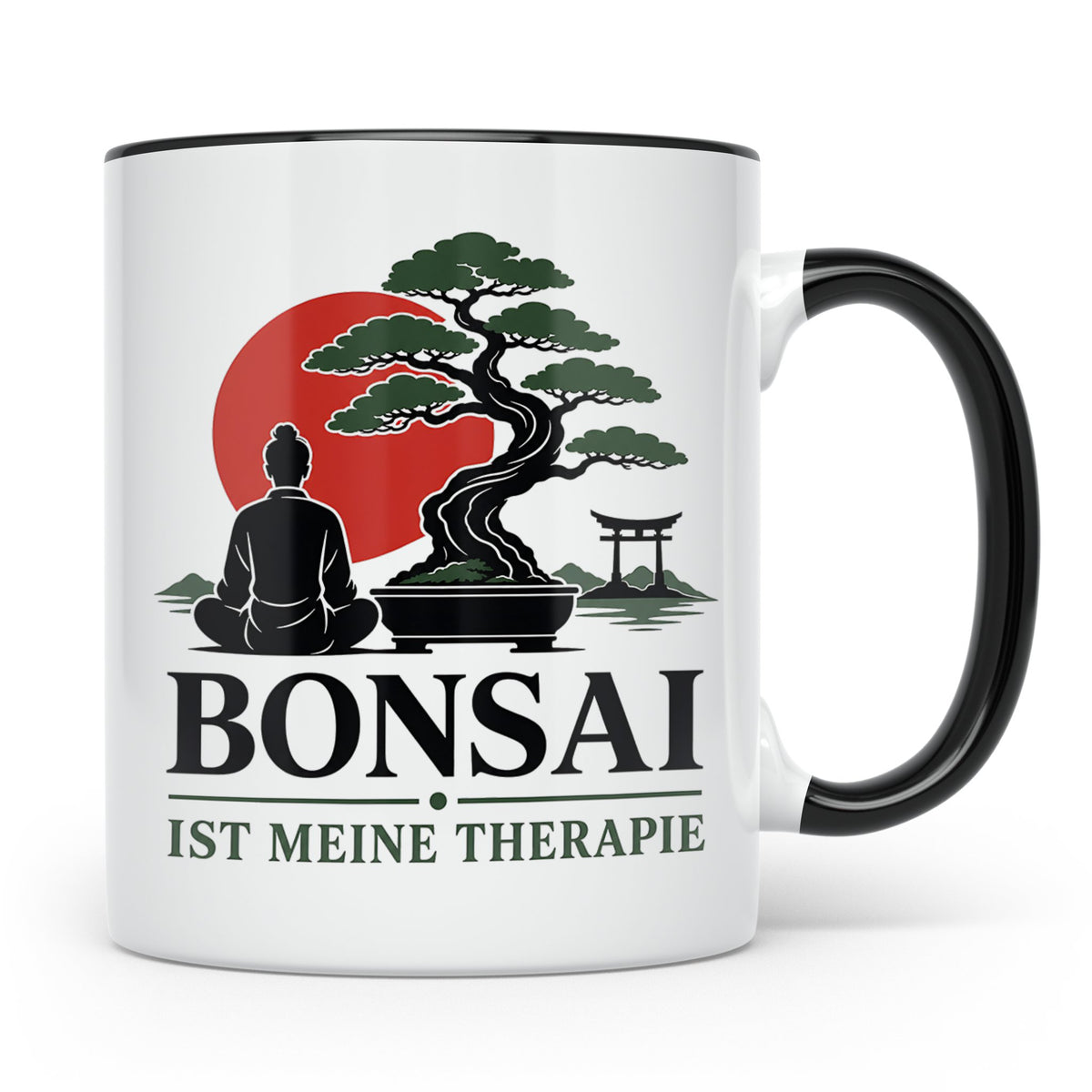Bonsai Tasse mit Spruch Bonsai ist meine Therapie - Geschenk – Schwarz [farbe:schwarz]