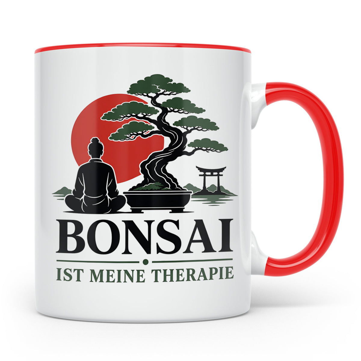 Bonsai Tasse mit Spruch Bonsai ist meine Therapie - Geschenk – Rot [farbe:rot]