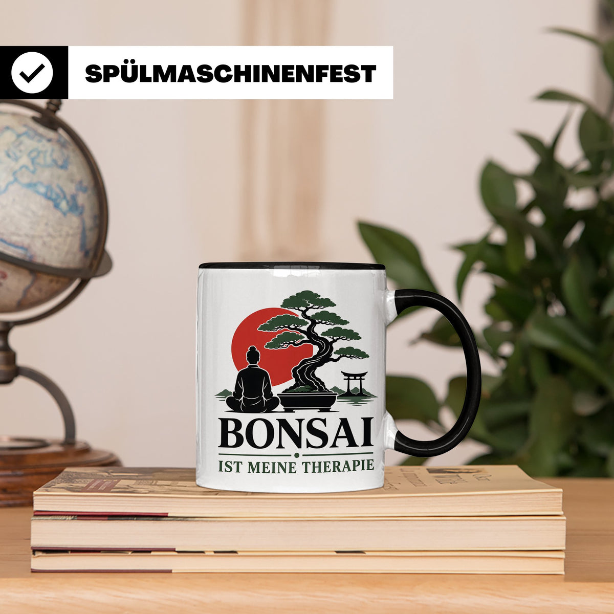 Bonsai Tasse mit Spruch Bonsai ist meine Therapie - Geschenk – Schwarz [farbe:schwarz]