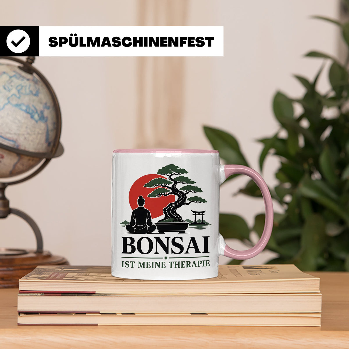Bonsai Tasse mit Spruch Bonsai ist meine Therapie - Geschenk – Rosa [farbe:rosa]