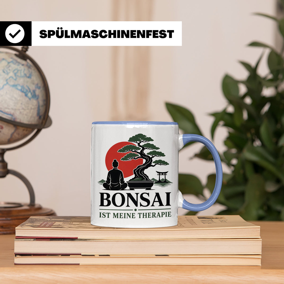 Bonsai Tasse mit Spruch Bonsai ist meine Therapie - Geschenk – Blau [farbe:blau]