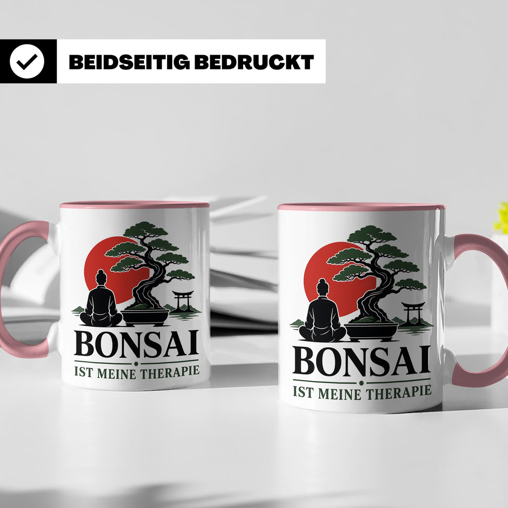 Bonsai Tasse mit Spruch Bonsai ist meine Therapie - Geschenk – Rosa [farbe:rosa]