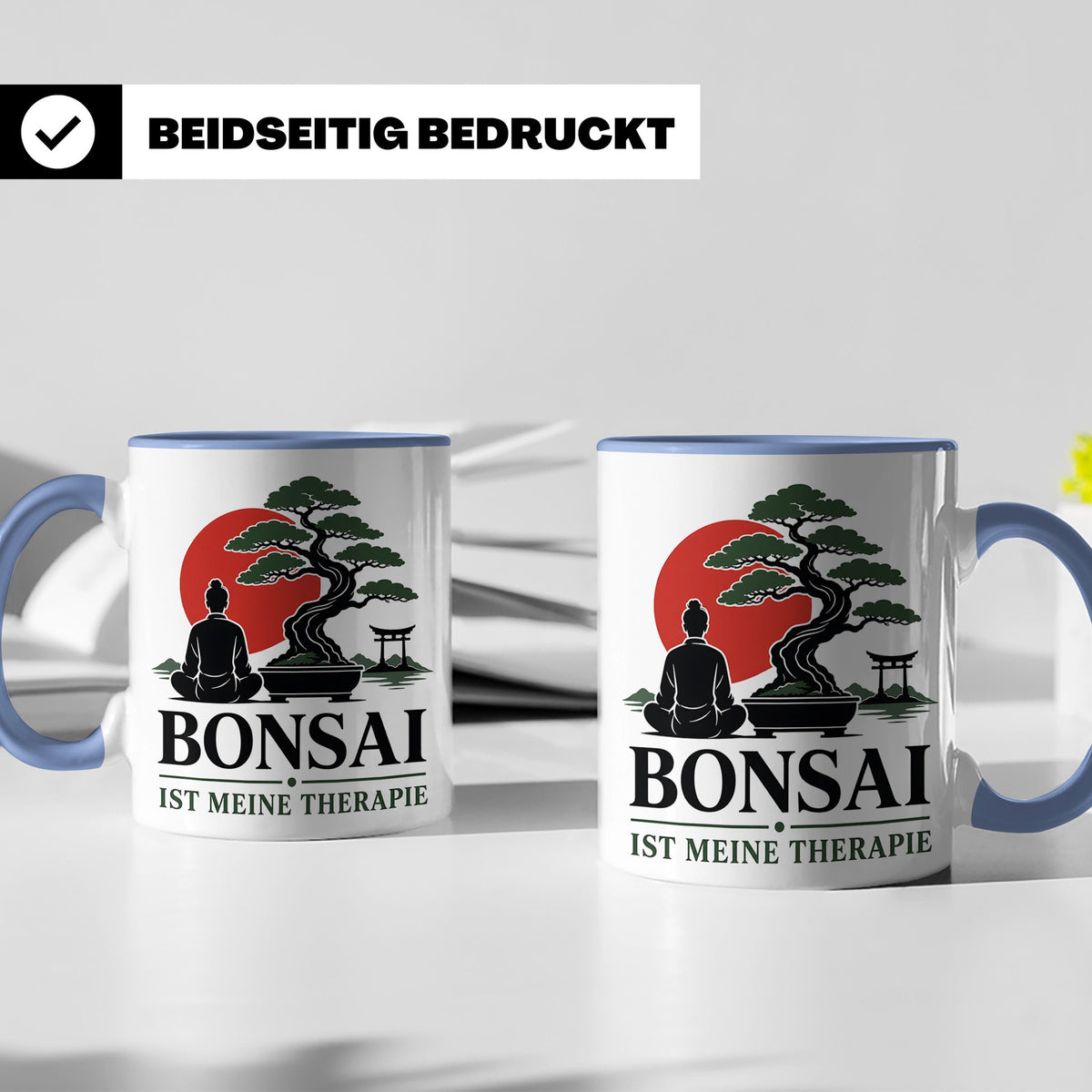 Bonsai Tasse mit Spruch Bonsai ist meine Therapie - Geschenk – Blau [farbe:blau]