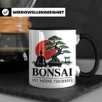 Bonsai Tasse mit Spruch Bonsai ist meine Therapie - Geschenk – Schwarz [farbe:schwarz]