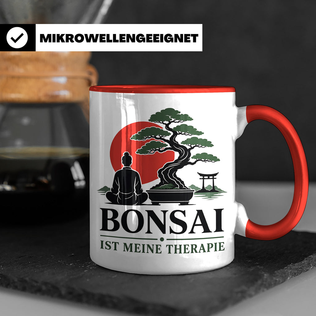 Bonsai Tasse mit Spruch Bonsai ist meine Therapie - Geschenk – Rot [farbe:rot]