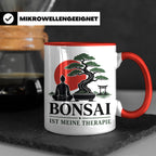 Bonsai Tasse mit Spruch Bonsai ist meine Therapie - Geschenk – Rot [farbe:rot]