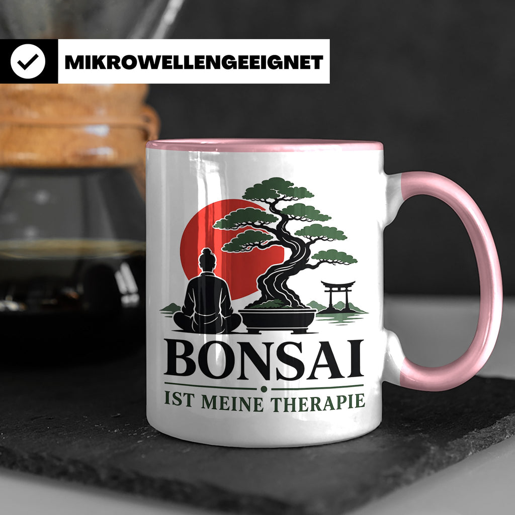 Bonsai Tasse mit Spruch Bonsai ist meine Therapie - Geschenk – Rosa [farbe:rosa]
