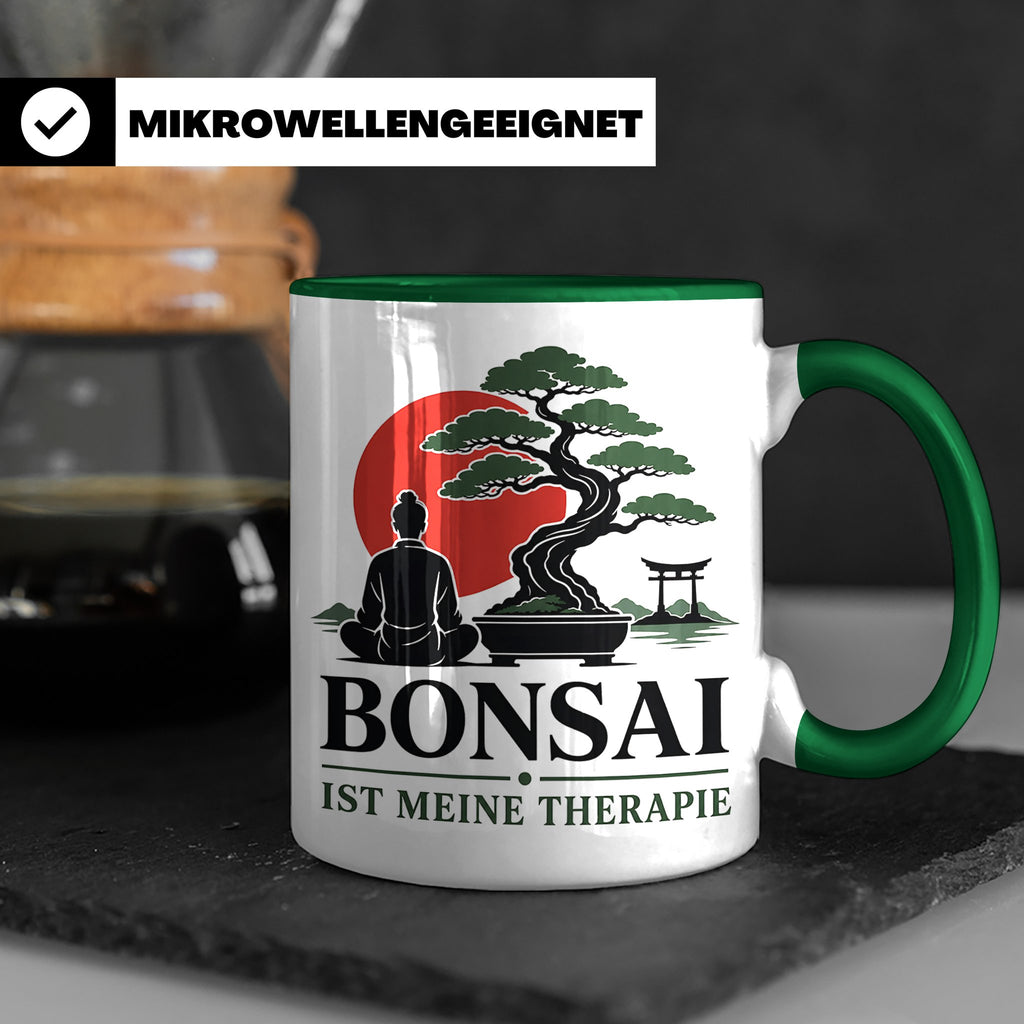 Bonsai Tasse mit Spruch Bonsai ist meine Therapie - Geschenk – Grün [farbe:grün]