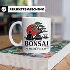 Bonsai Tasse mit Spruch Bonsai ist meine Therapie - Geschenk – Weiß [farbe:weiß]