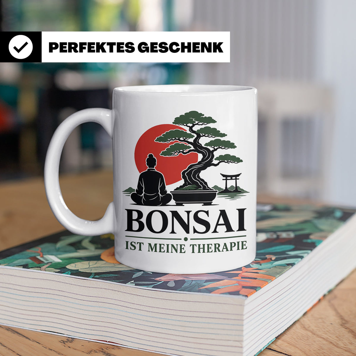 Bonsai Tasse mit Spruch Bonsai ist meine Therapie - Geschenk – Weiß [farbe:weiß]